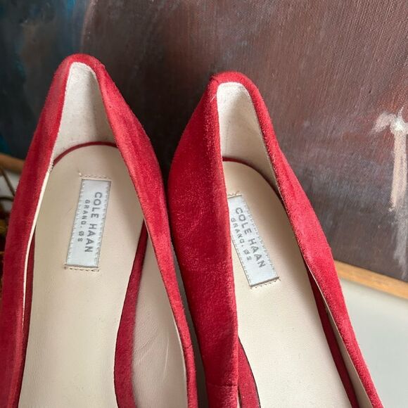 Cole Haan Red Suede Heels 7B - Picture 3 of 16